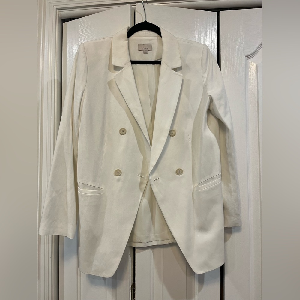 LOFT Double-Breasted Cream Blazer